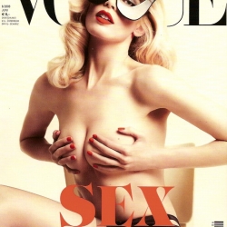 Claudia Schiffer covered topless on Vogue Germany