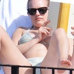 Elisabeth Moss Bikini Sunbathing