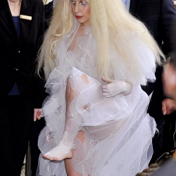 Lady Gaga see through white dress