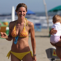 Michelle Hunziker Bikini Candids on the Beach